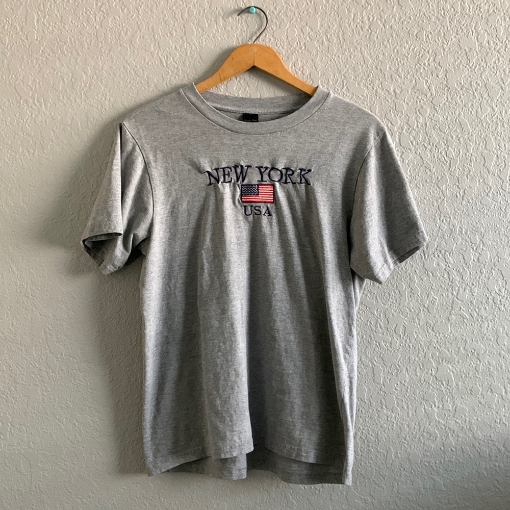 Gray New York Embroidered Tshirt